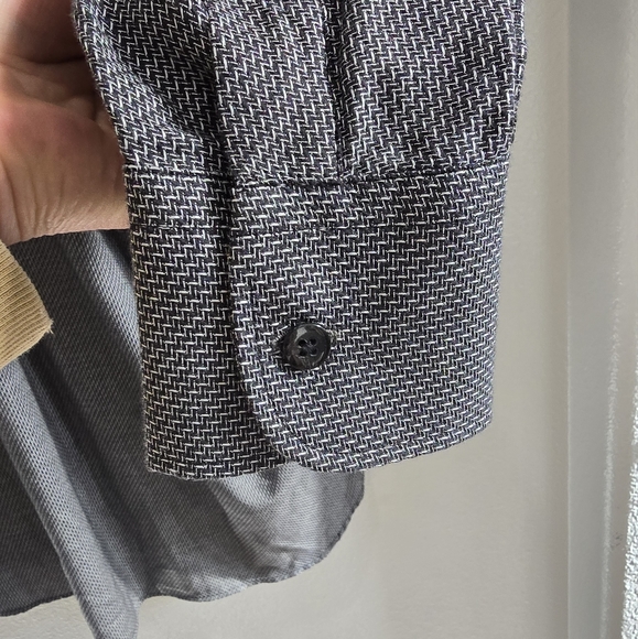 Ike Behar grey long button down long sleeved dress shirt size Large NWT - Picture 3 of 5